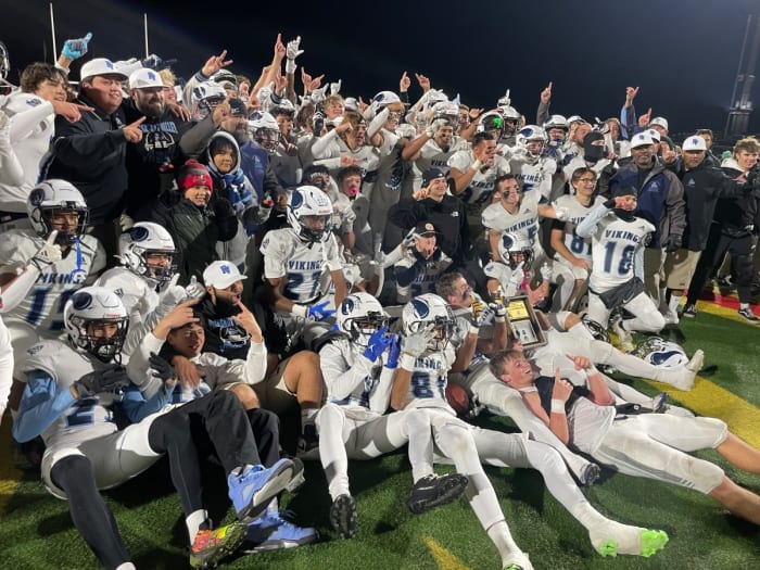 The Vikings of Pleasant Valley celebrate their Northern Section D2 title